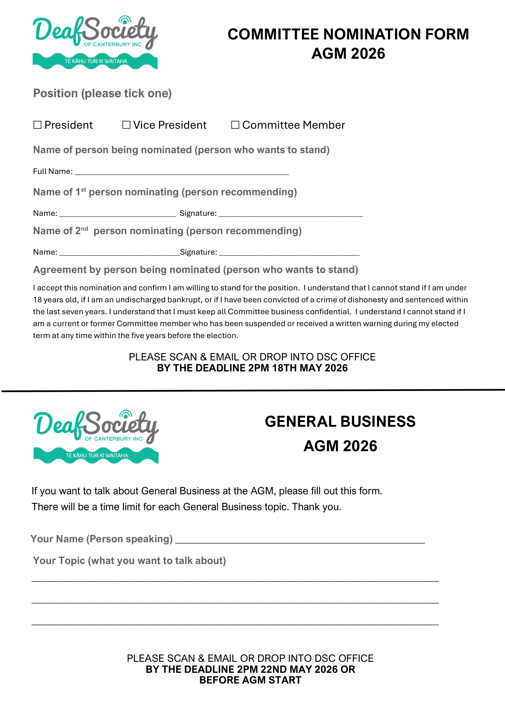Nomination form and General Business 2026 2 1